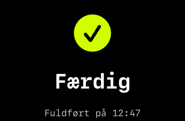 Færdig. Fuldført på 12:47.