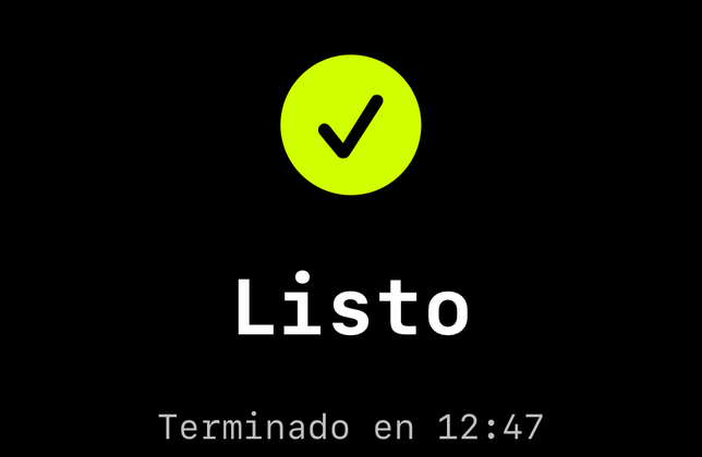 Listo. Terminado en 12:47.