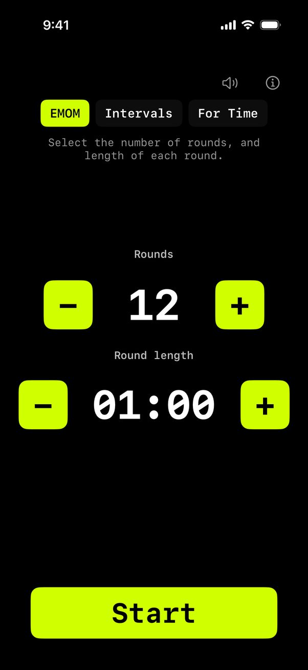 EMOM setup: 12 rounds of 1:00.