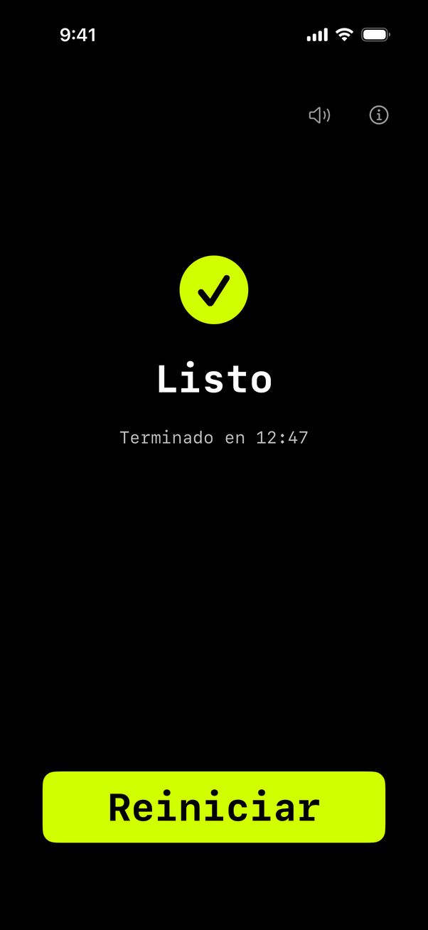 Listo. Terminado en 12:47.