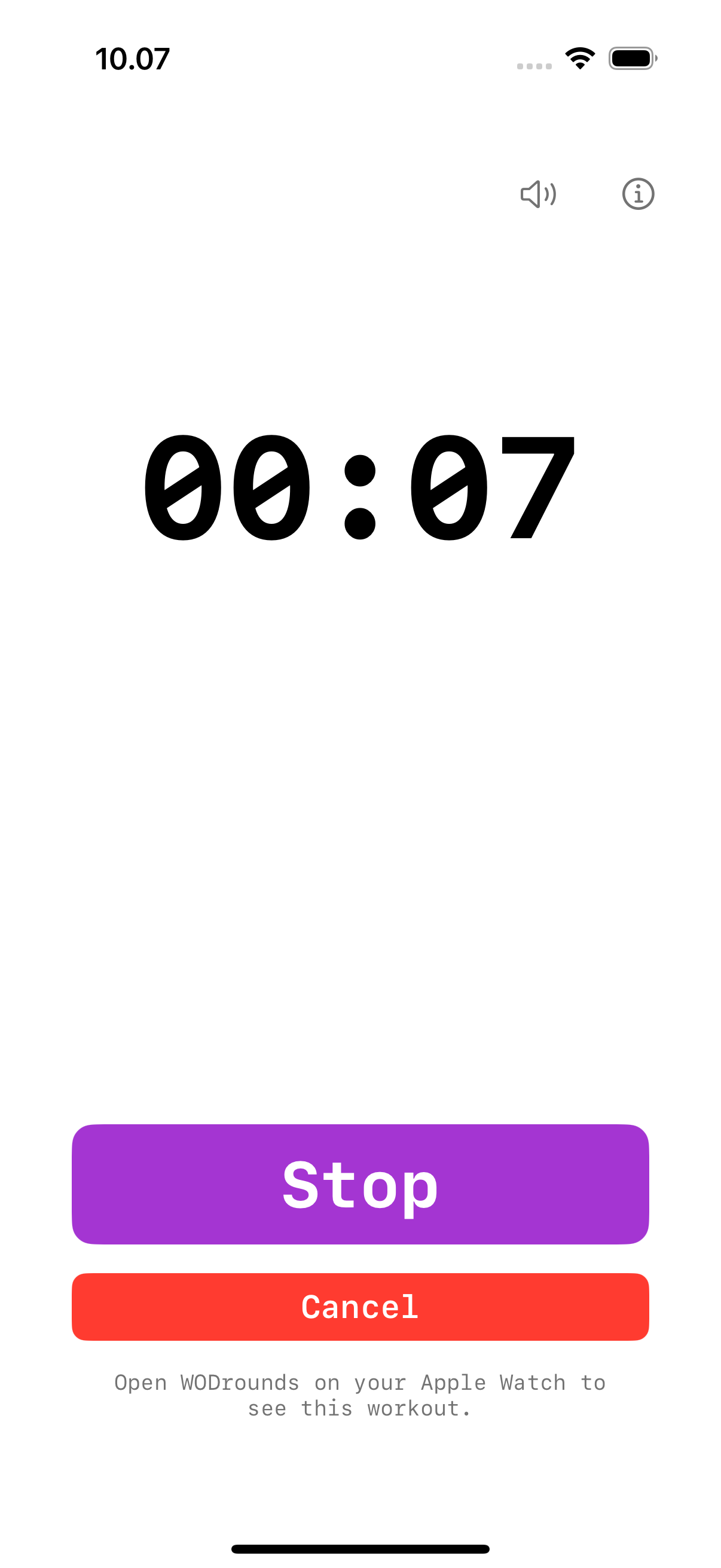 Minuteur For Time de WODrounds qui compte sur iPhone